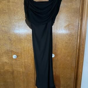 Elegant Black Draped Maxi Dress